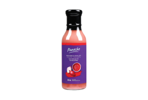 Glass bottle of Panache Red Wine & Shallot Vinaigrette with a purple label on front.
