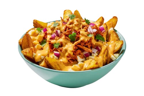 Al Pastor Loaded Fries in a bowl