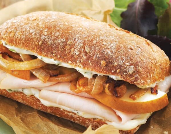 Pork Roast, Pear & Caramelized Onion Sandwiches