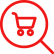 red search icon with shopping cart