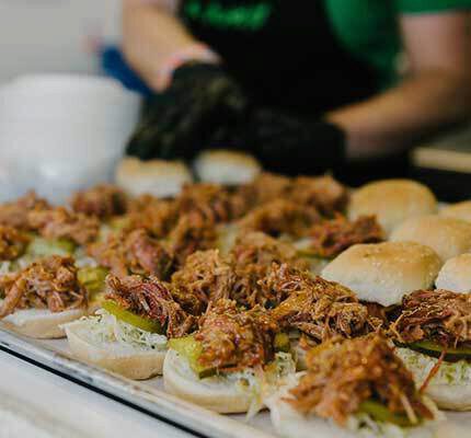 rows of pulled pork sliders