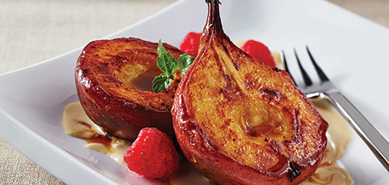 Maple-Roasted Pears with Bourbon Cream Sauce