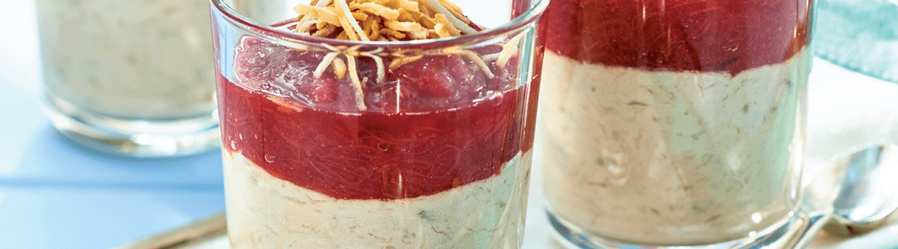 Rhubarb and banana fool