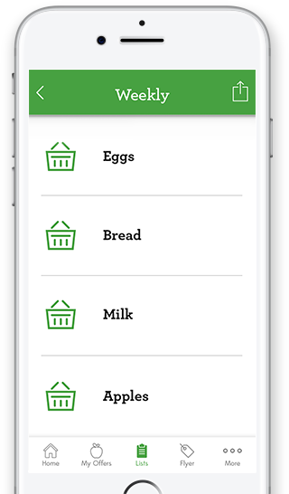 shopping-list-phone Sobeys mobile app showing lists page on smartphone