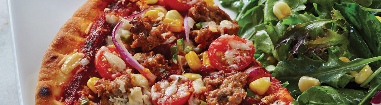 Taco Meatloaf Pizza with Zesty Salad