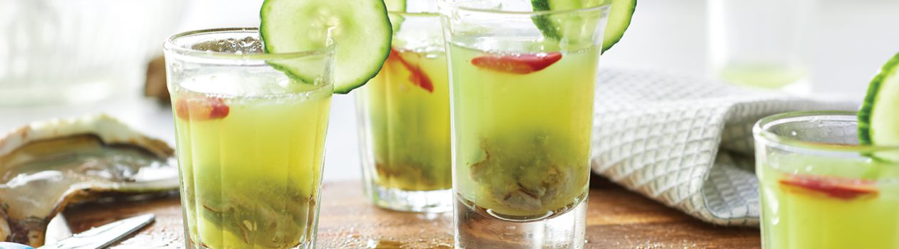 Chili Oyster Vodka Shooters