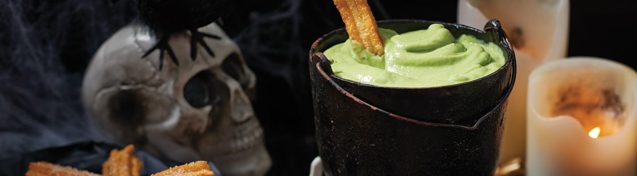 Churros with Green Witches Brew Dip