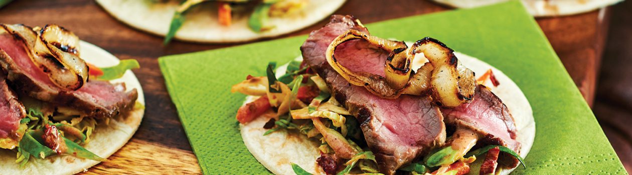 Mini Grilled Steak Fajitas with Brussels Sprout Slaw
