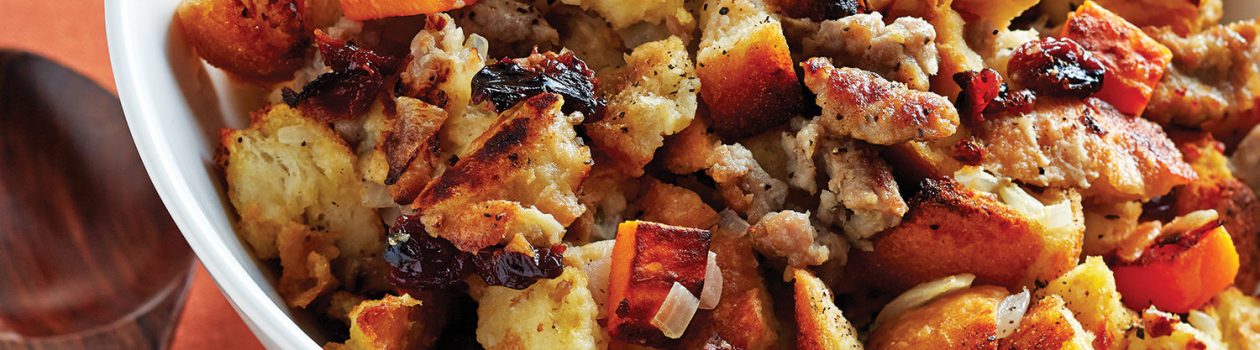 Barbecued Sausage, Sweet Potato & Cherry Stuffing