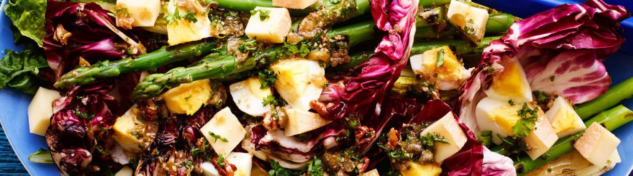 Caesar Egg Salad with Oka Grilled-Green scropped