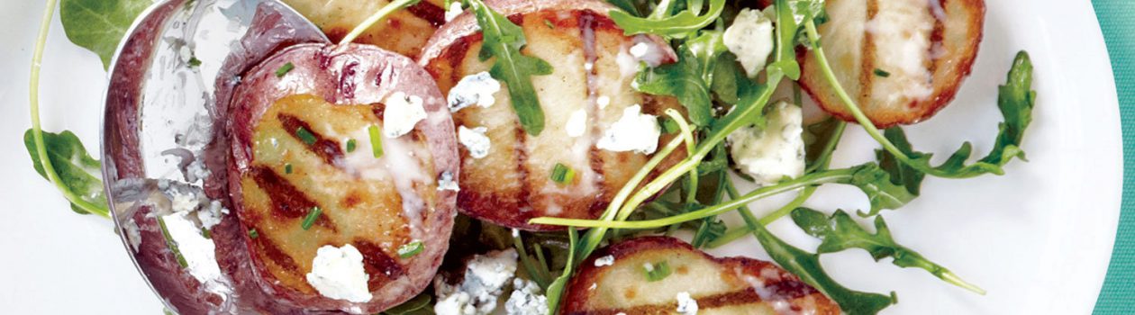 Grilled Potato With Blue Cheese & Arugula