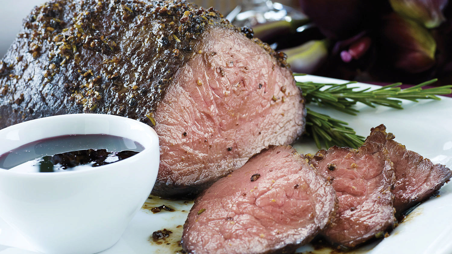 Mustard-Crusted Beef Tenderloin with Red Wine Glaze