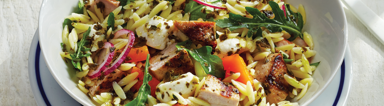 Grilled Pork & Pesto Orzo Salad