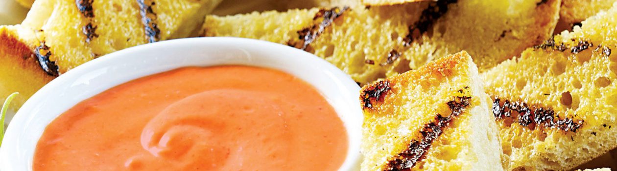 Roasted Red Pepper Spread with Grilled Bread