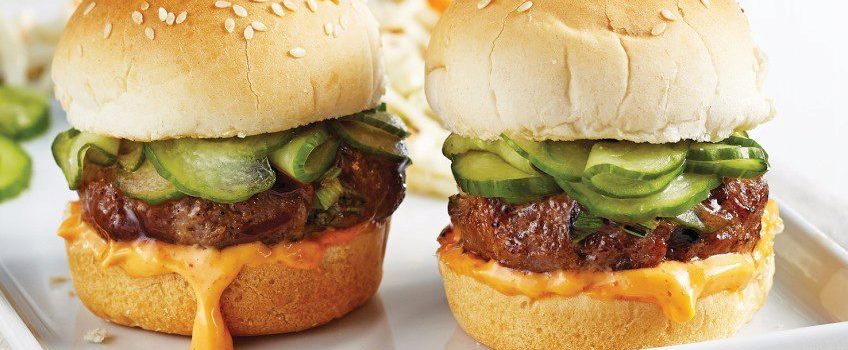 Hoisin Beef Sliders with Quick Pickled Cucumbers