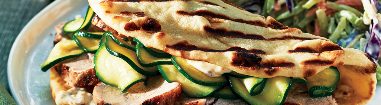 Pork Sandwich with Quick Zucchini Pickles