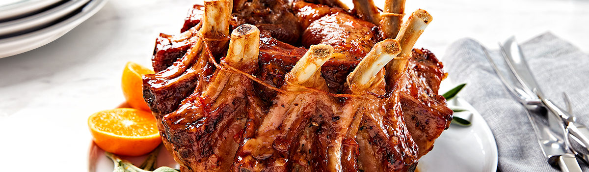 Crown Roast of Pork with Orange-Pomegranate Glaze