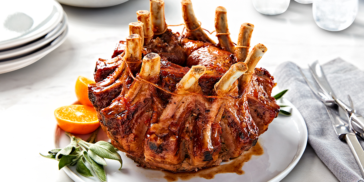 Crown Roast of Pork with Orange-Pomegranate Glaze