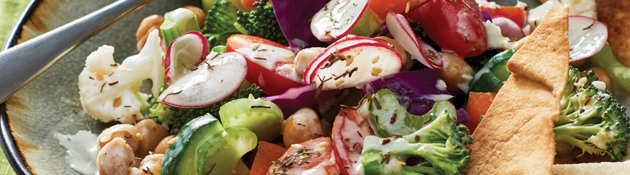 “Crisper” Chopped Salad with Tahini Dressing