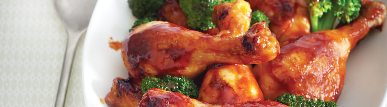 Sweet & Sour Chicken Drumsticks with Broccoli