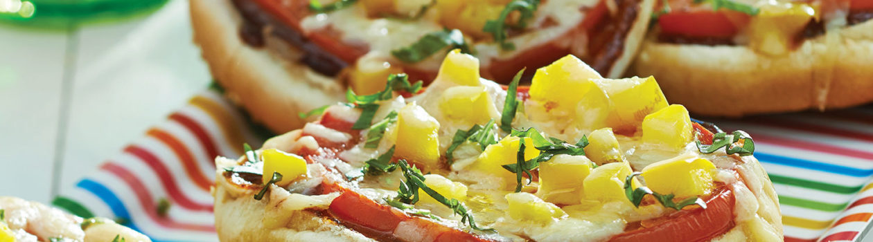 Grilled Burger Bun Tomato & Cheese Pizzas