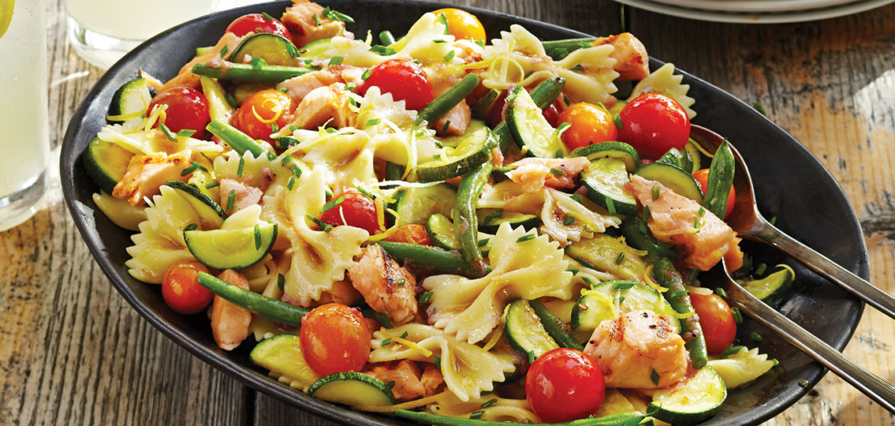 Grilled Vegetable & Salmon Bow-Tie Pasta Salad