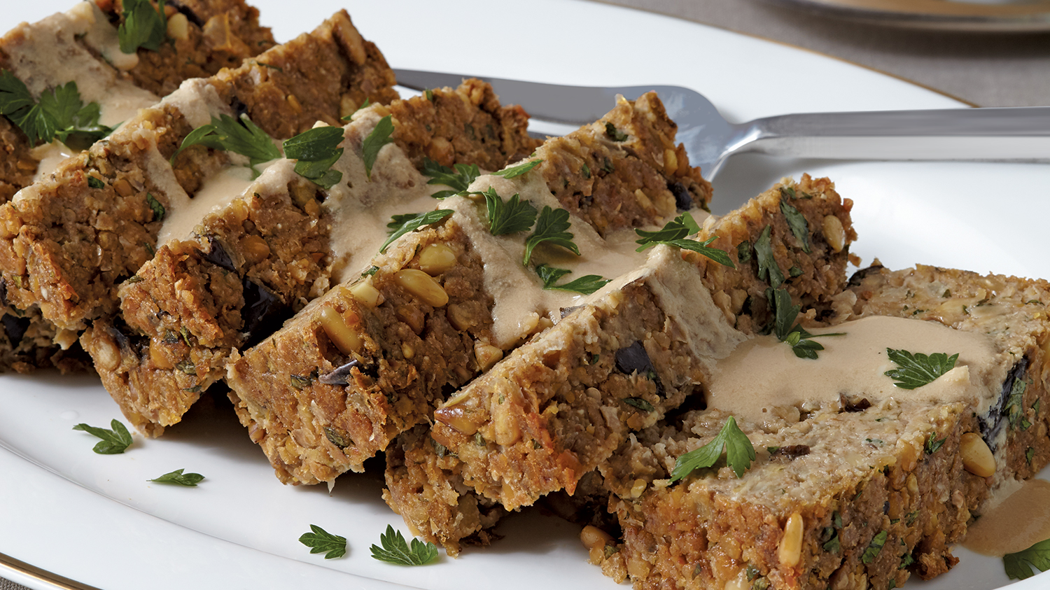 Chickpea &amp; Eggplant Loaf with Tahini Gravy-image