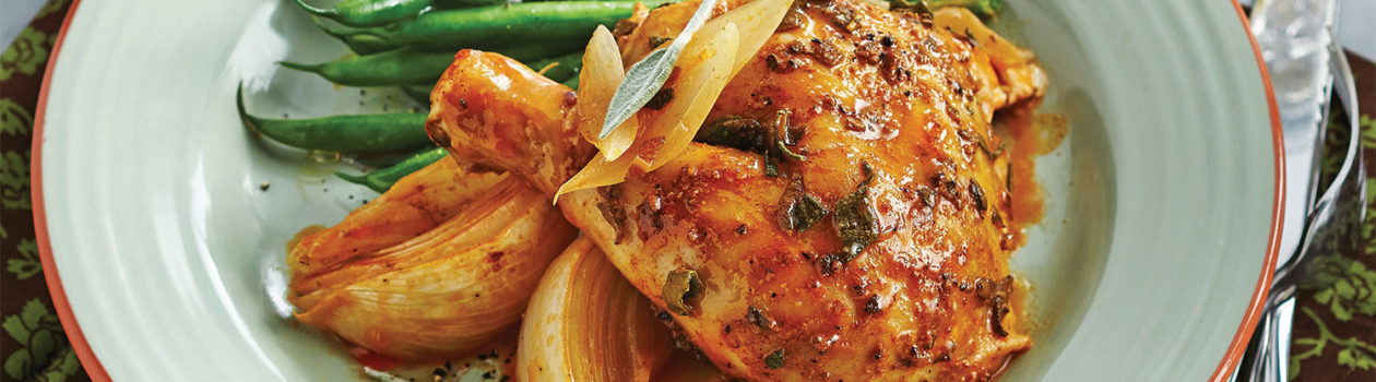 Slow Cooker Whole Chicken with Sage Butter & Onions