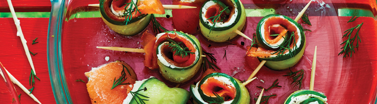 Cucumber Roll with Smoked Salmon, Cream Cheese & Dill