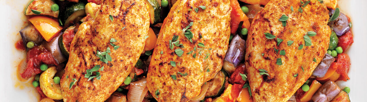 Mediterranean-Rubbed Chicken with Spring Ratatouille