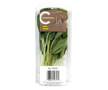 Package of Compliment fresh sage with a farmhouse illustration on the front.

