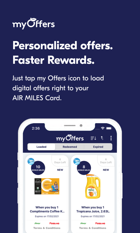 myOffer-tile personalized offer, faster rewards