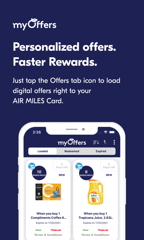 myOfferTile personalized offer, faster rewards