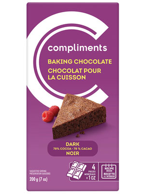 Purple box depicting a slice of chocolate torte