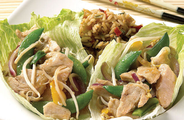 Asian Style Chicken and Lettuce Leaf Wraps