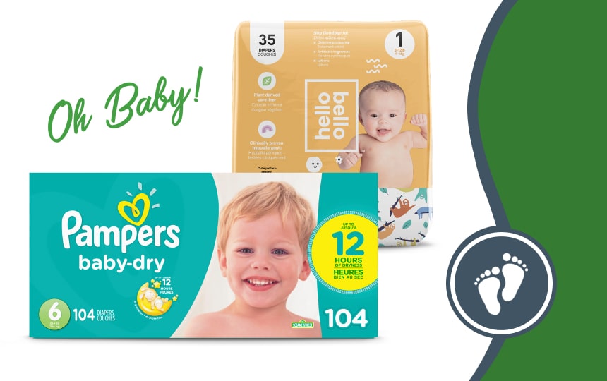 Packages of different sized diapers