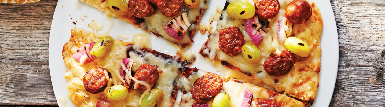 Grilled Sausage & Grape White Pizza