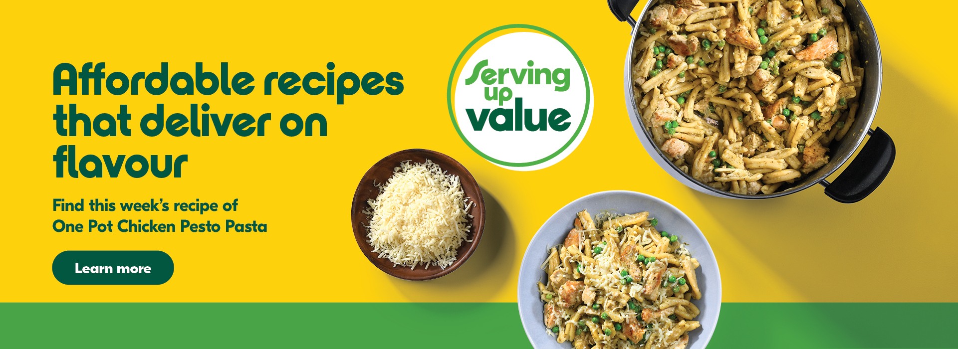 Affordable recipes that deliver on flavour. Find this week's recipe of One Pot Chicken Pesto Pasta