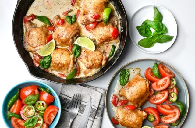 Thai Green Curry Chicken Thighs & Tomato Salad