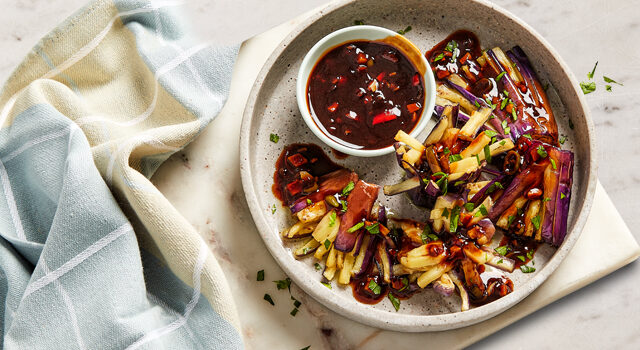 Crispy eggplant with garlic sauce
