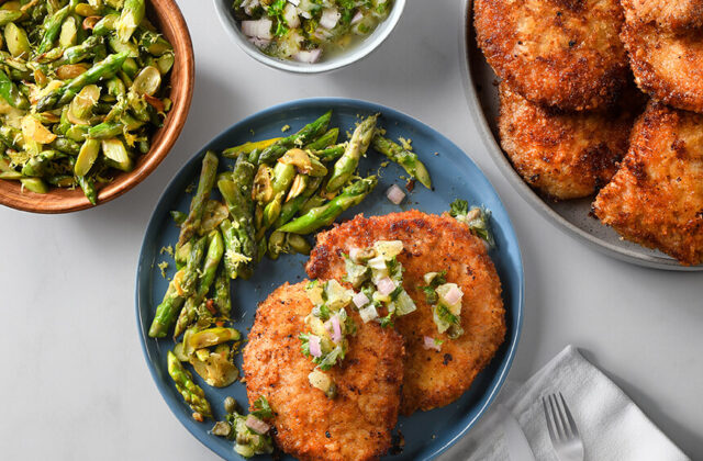 Pork Schnitzel with Lemon & Caper Asparagus