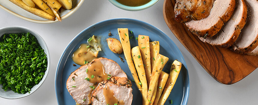 Apple Cider Glazed Pork Roast and Parsnips