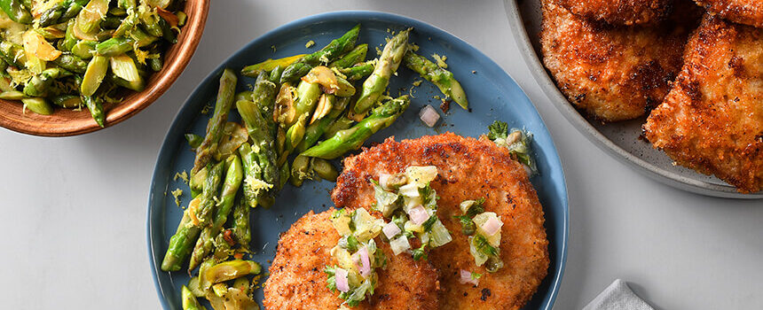 Pork Schnitzel with Lemon & Caper Asparagus