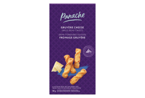 Purple box of Panache Gruyère Cheese Swiss Demi-Twist crackers