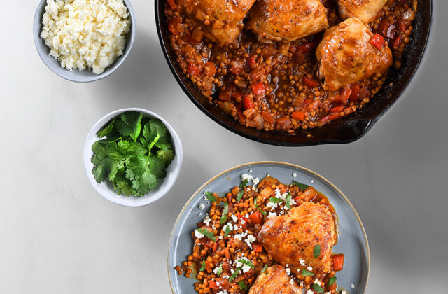 Chicken Thighs and Smoky BBQ Lentils