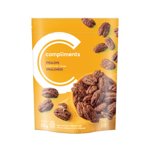 Yellow bag of Compliments Praline Candied Pecans