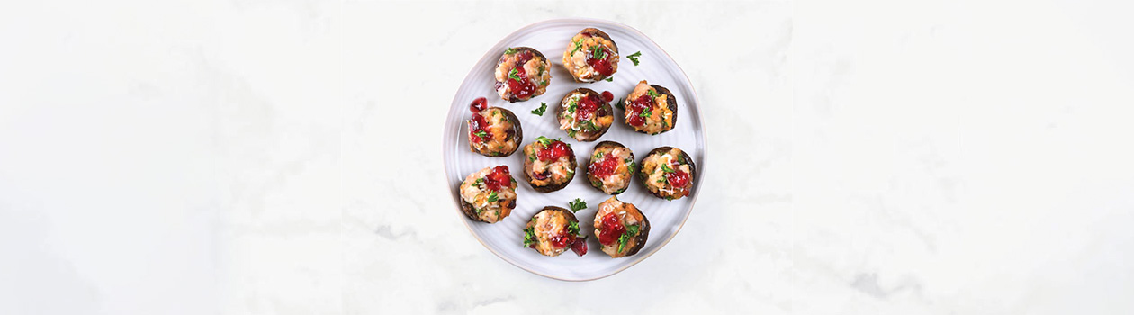 Holiday dinner stuffed mushrooms