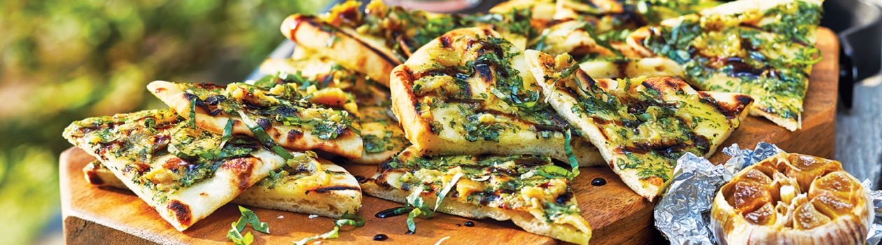 Grilled Garlic on Naan