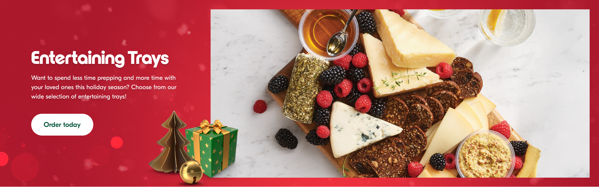 Overhead shot of cheese platter with fresh berries
