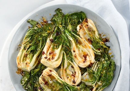 Roasted chili-orange bok choy